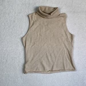 Hawick Cashmere Sweater Women Medium Cream Sleeveless Turtleneck Preppy Scotland